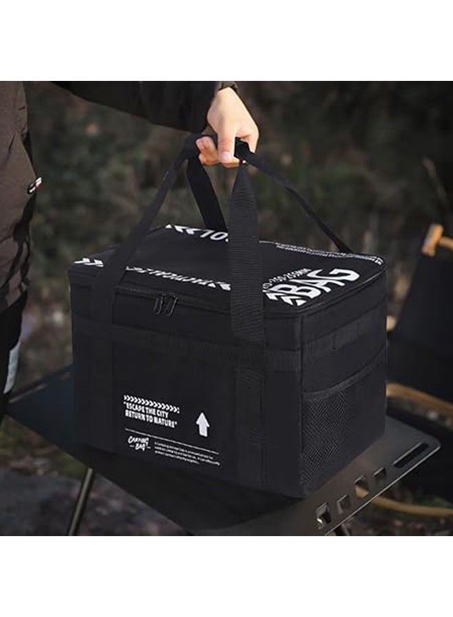 عام حقيبة كشكول، سعة كبيرة، ٢٠ لتر، صندوق تخزين للتخييم، صندوق تخزين لأدوات الطهي، حاوية للأدوات، حقيبة تخزين للعناصر الصغيرة، حاوية تخزين للأدوات في الشواء والنزهات والصيد - Image 3