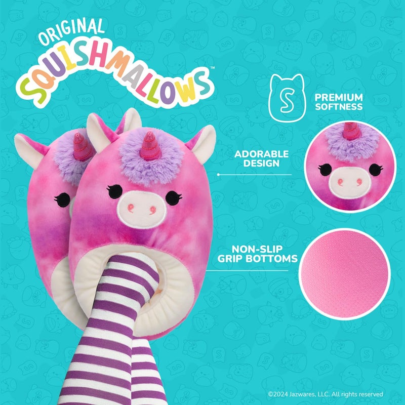 Squishmallows Lola the Unicorn Slippers - Plush Lightweight Warm Comfort Soft Aline Slipper House Shoes for kids girl boy - Lola the Unicorn (sizes 11-12 Little Kid) - Image 4