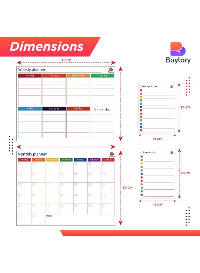 Buytory Magnetic Dry Erase Calendar Set for Fridge – Monthly, Weekly, Daily Planners + Shopping List – Includes 6 Fine Tip Markers, Magnetic Buckles & Eraser – Home & Office Organizer  - Image 3