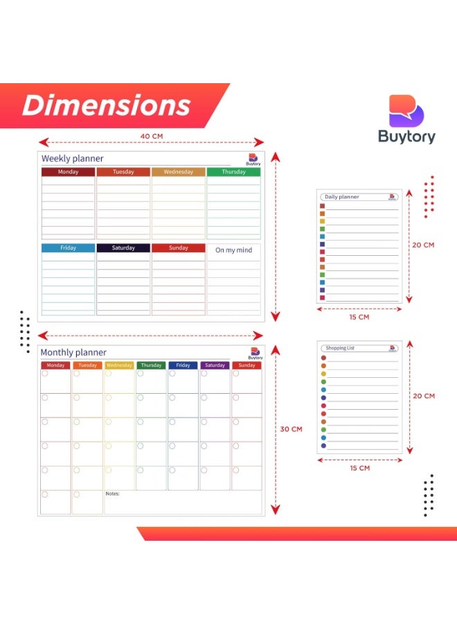Buytory Magnetic Dry Erase Calendar Set for Fridge | Monthly, Weekly & Daily Planner with Meal Planner | 6 Fine Tip Markers, Magnetic Buckles & Eraser | Home & Office Organizer - Image 2
