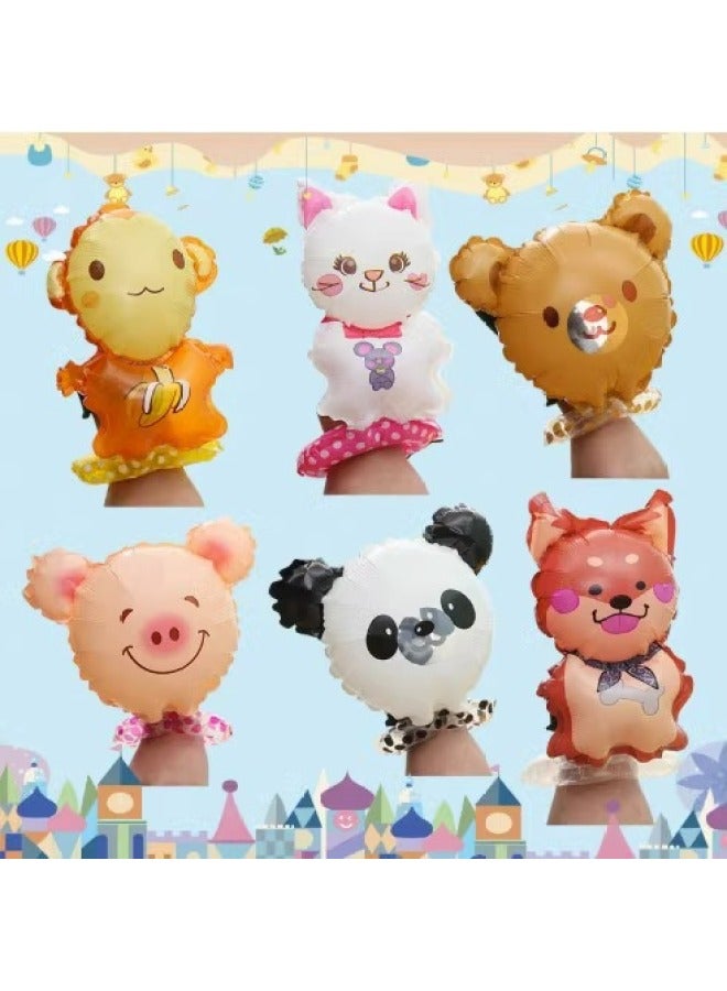 Little Red Book Same Cartoon Wrist Balloon Cute Rabbit Aluminum Film Bracelet Children's Birthday Inflatable Stall Small Goods-Color:Animal Wrist Balloon Mixed Pack (5 Models) With Pump  - Image 1