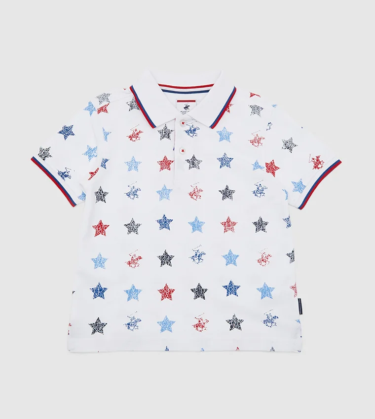 بيفرلي هيلز بولو كلوب تيشيرت بولو مطبوع بنجوم متلاشية