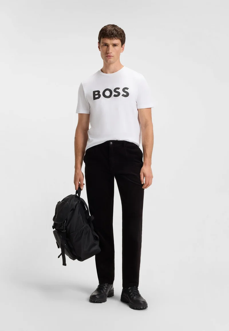 BOSS White Cotton-jersey T-shirt with large logo print for Men | Best Price UAE