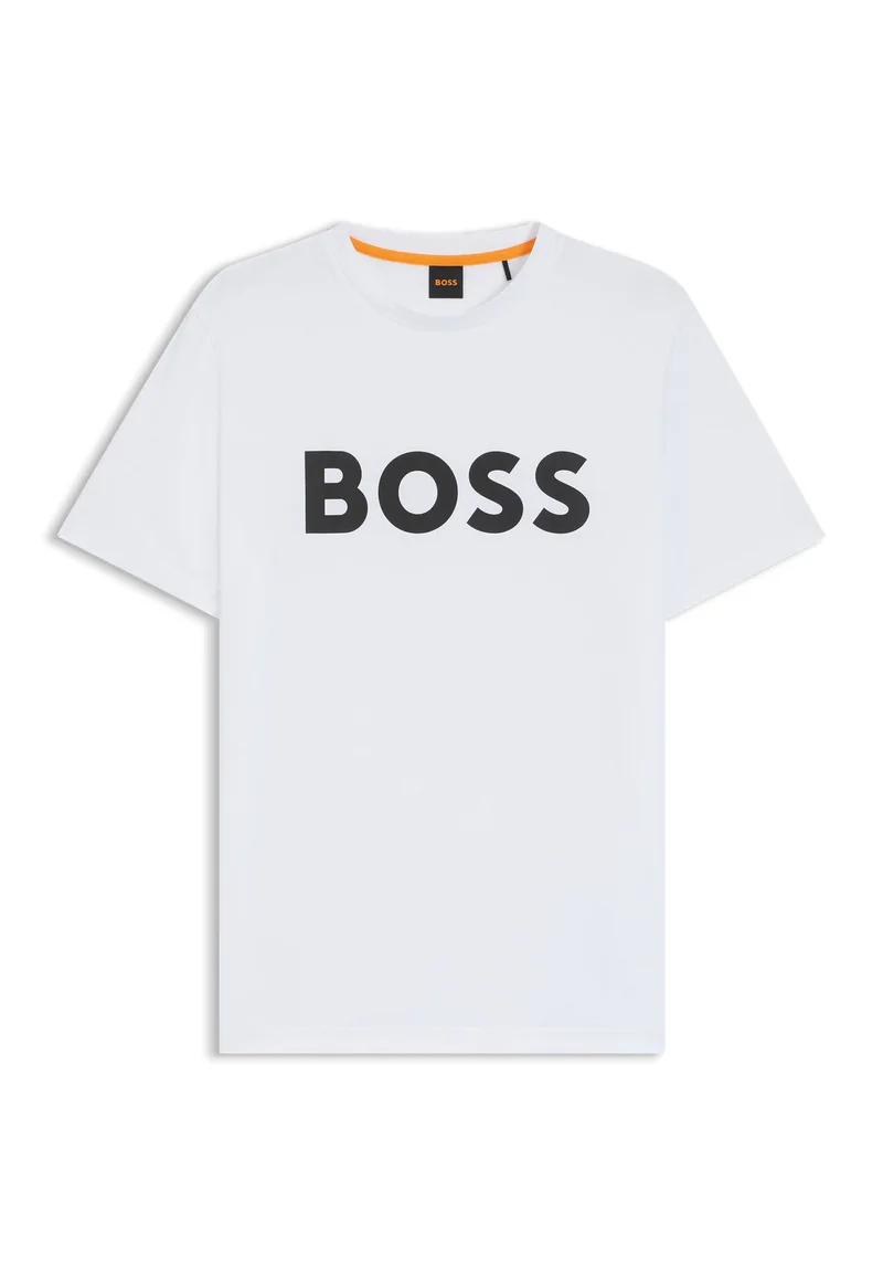 BOSS White Cotton-jersey T-shirt with large logo print for Men | Best Price UAE