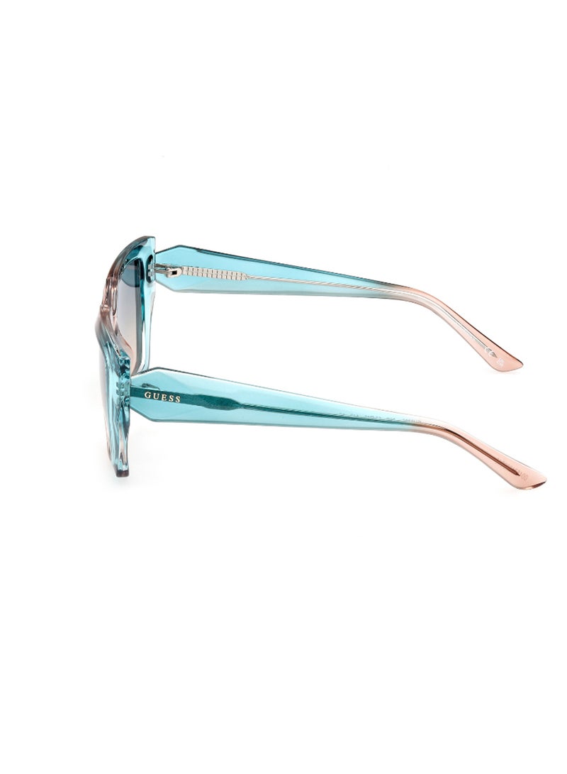 GUESS Women's UV Protection Asymmetrical Shape Sunglasses - GU789689P53 - Lens Size: 53 Mm - Turquoise - Image 2