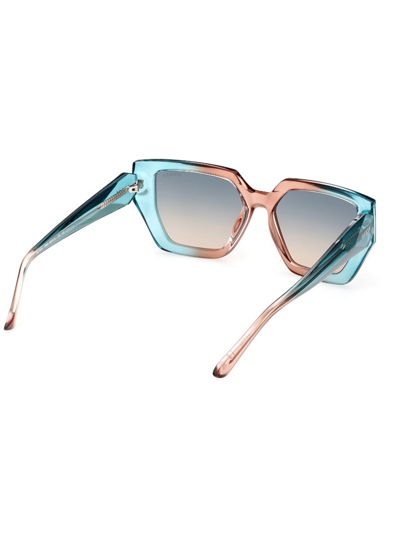 GUESS Women's UV Protection Asymmetrical Shape Sunglasses - GU789689P53 - Lens Size: 53 Mm - Turquoise - Image 5