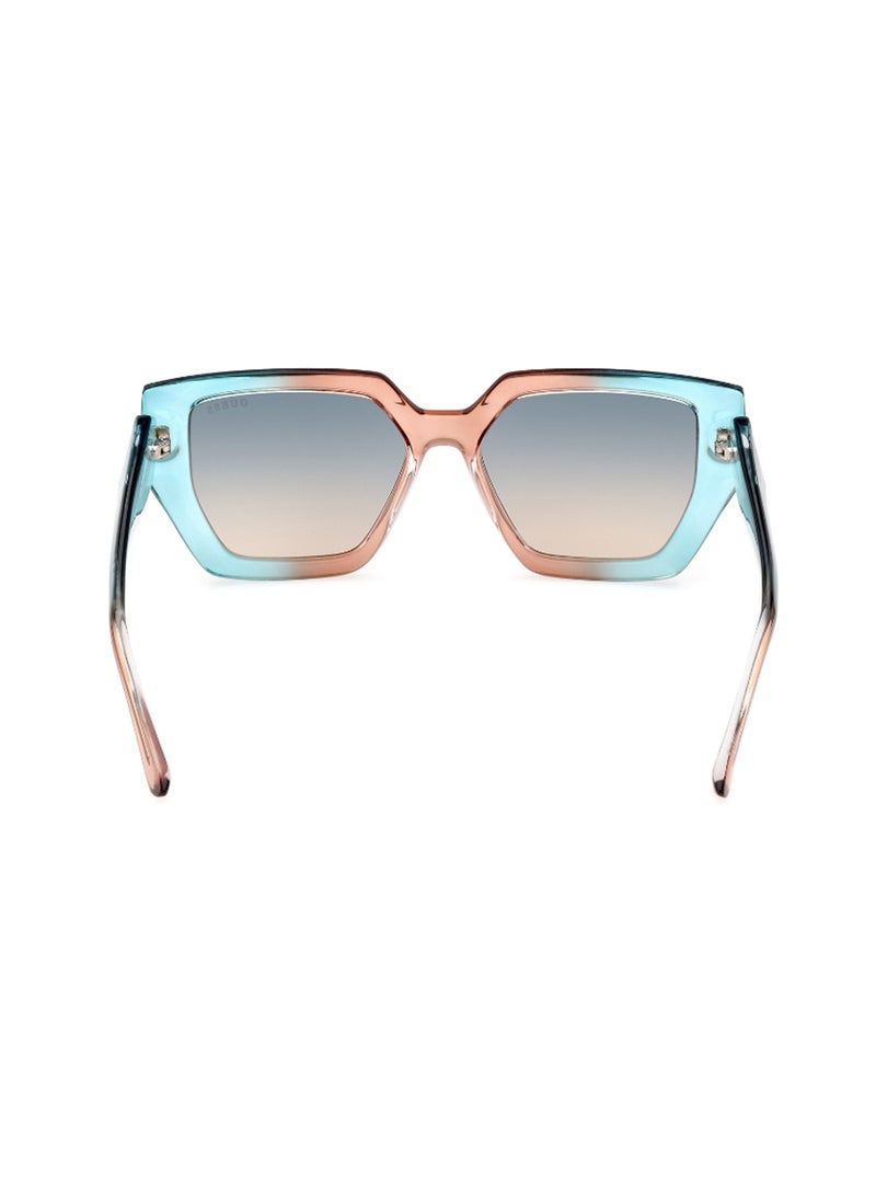 GUESS Women's UV Protection Asymmetrical Shape Sunglasses - GU789689P53 - Lens Size: 53 Mm - Turquoise - Image 4