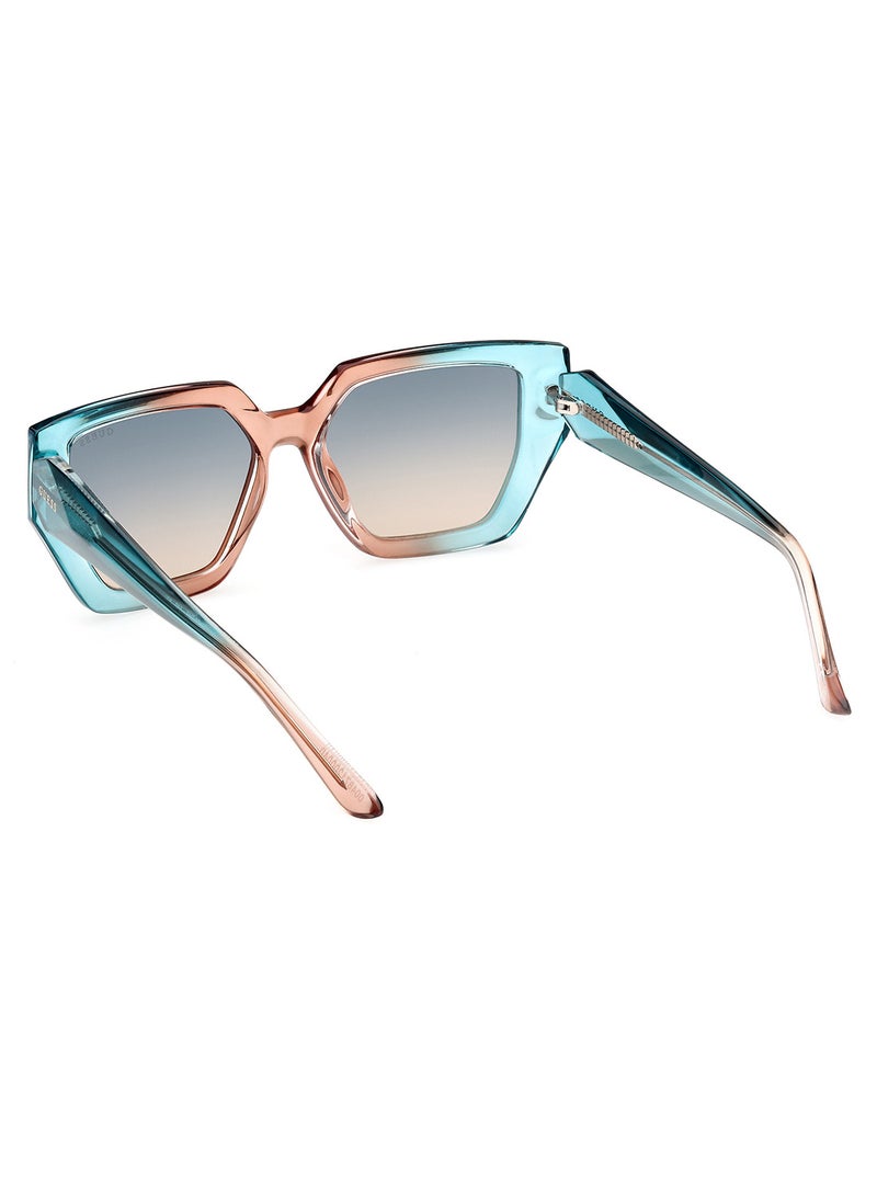 GUESS Women's UV Protection Asymmetrical Shape Sunglasses - GU789689P53 - Lens Size: 53 Mm - Turquoise - Image 3