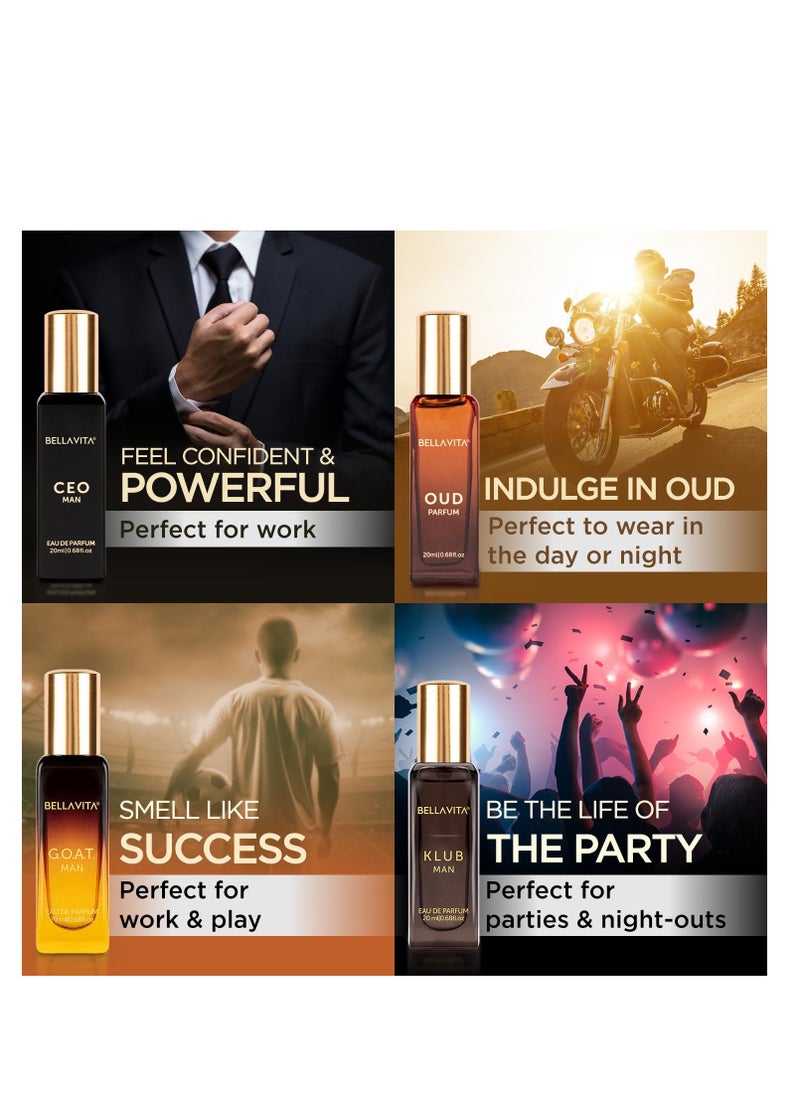 Bella Vita - Men's Luxury Perfume Gift Set (4 x 0.68 fl. oz.) | Father's day Gifts | Klub, Oud, CEO, Goat Perfume | Masculine, Woody, Citrusy, Aromatic perfumes for men - Image 1