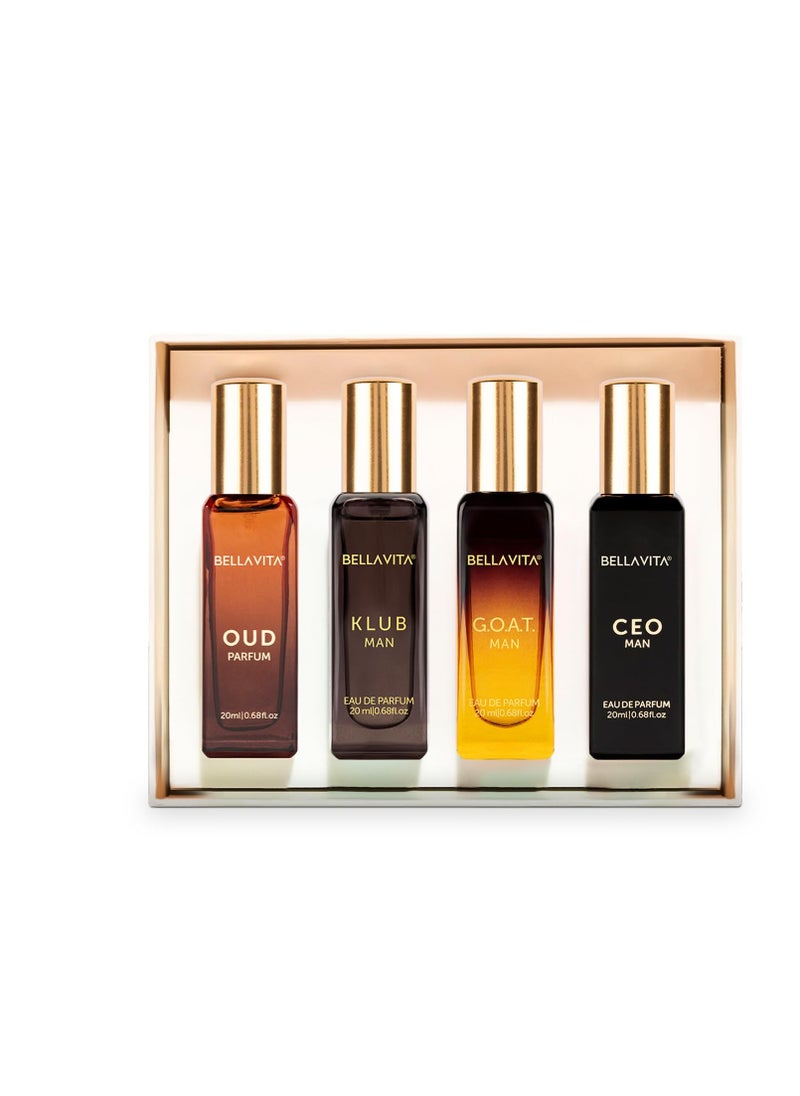 Bella Vita - Men's Luxury Perfume Gift Set (4 x 0.68 fl. oz.) | Father's day Gifts | Klub, Oud, CEO, Goat Perfume | Masculine, Woody, Citrusy, Aromatic perfumes for men - Image 1