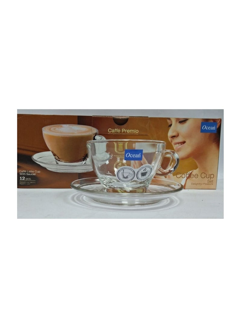 أوشن طقم قهوة زجاجي - قهوة بلطبق  لاتيه، من 12 قطعة،  (260 مل) 800014  - Image 2