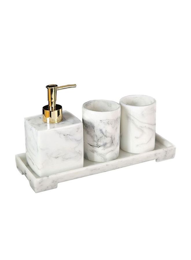 4-Piece Soap Dispenser With Tray Set White 3kg