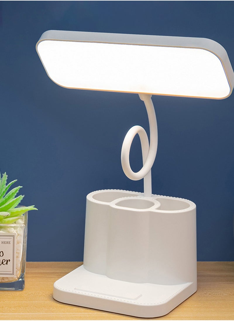 LOOPITYS - 3 Color Modes,Stepless Dimming，Adjustable Gooseneck Reading Lamp with Pen Holder/Phone Holder，Home Office Desk Lamp with Touch Control , Rechargeable Battery Operated Home Office Desk Lamp - Image 1