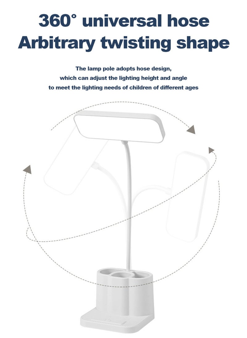 LOOPITYS - 3 Color Modes,Stepless Dimming，Adjustable Gooseneck Reading Lamp with Pen Holder/Phone Holder，Home Office Desk Lamp with Touch Control , Rechargeable Battery Operated Home Office Desk Lamp - Image 1