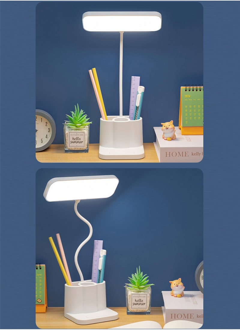 LOOPITYS - 3 Color Modes,Stepless Dimming，Adjustable Gooseneck Reading Lamp with Pen Holder/Phone Holder，Home Office Desk Lamp with Touch Control , Rechargeable Battery Operated Home Office Desk Lamp - Image 1