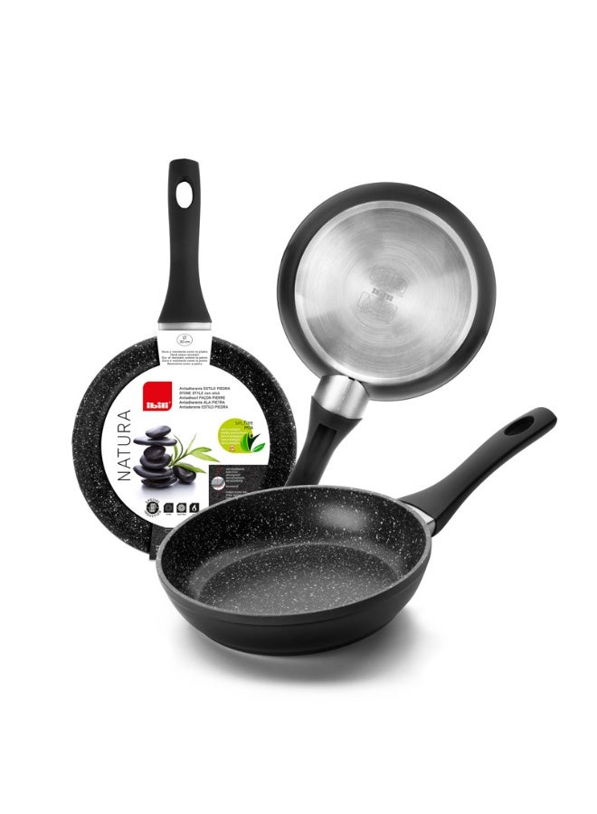 ibili Natura Nonstick Frying Pan, Induction Compatible Aluminum Skillet, Stone Coating PFOA Free, Scratch Resistant, Durable Cookware, Even Heat Distribution, Energy Saving, Soft Grip Handle, Gas Electric Ceramic Cooktop Pan - Image 1
