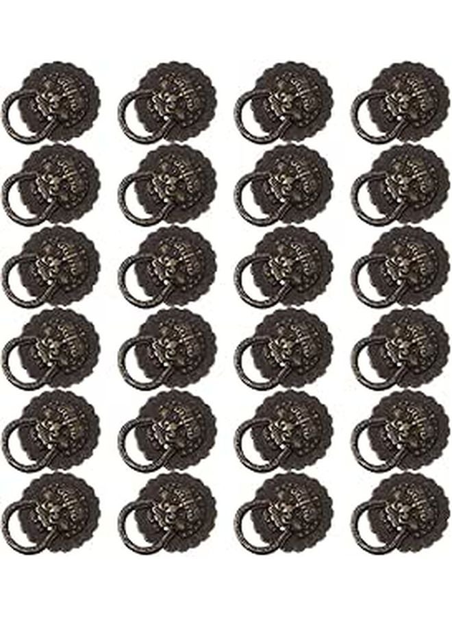 Antique Bronze Lion Head Cabinet Knobs 24PCS 20mm Zinc Alloy Drawer Pulls Furniture Hardware - Image 1