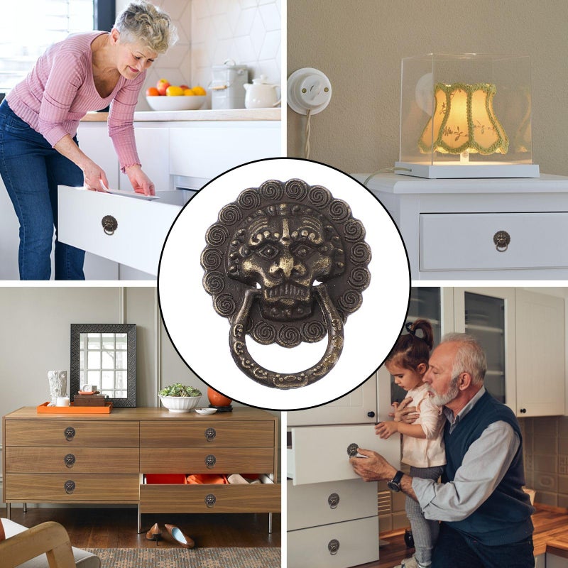 Antique Bronze Lion Head Cabinet Knobs 24PCS 20mm Zinc Alloy Drawer Pulls Furniture Hardware - Image 5