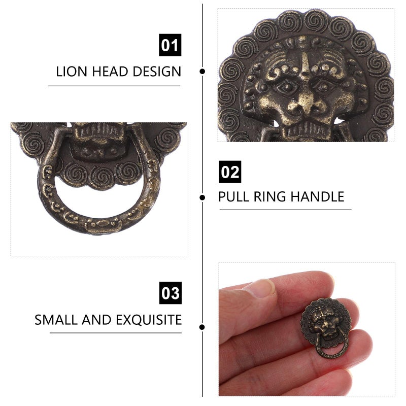 Antique Bronze Lion Head Cabinet Knobs 24PCS 20mm Zinc Alloy Drawer Pulls Furniture Hardware - Image 4