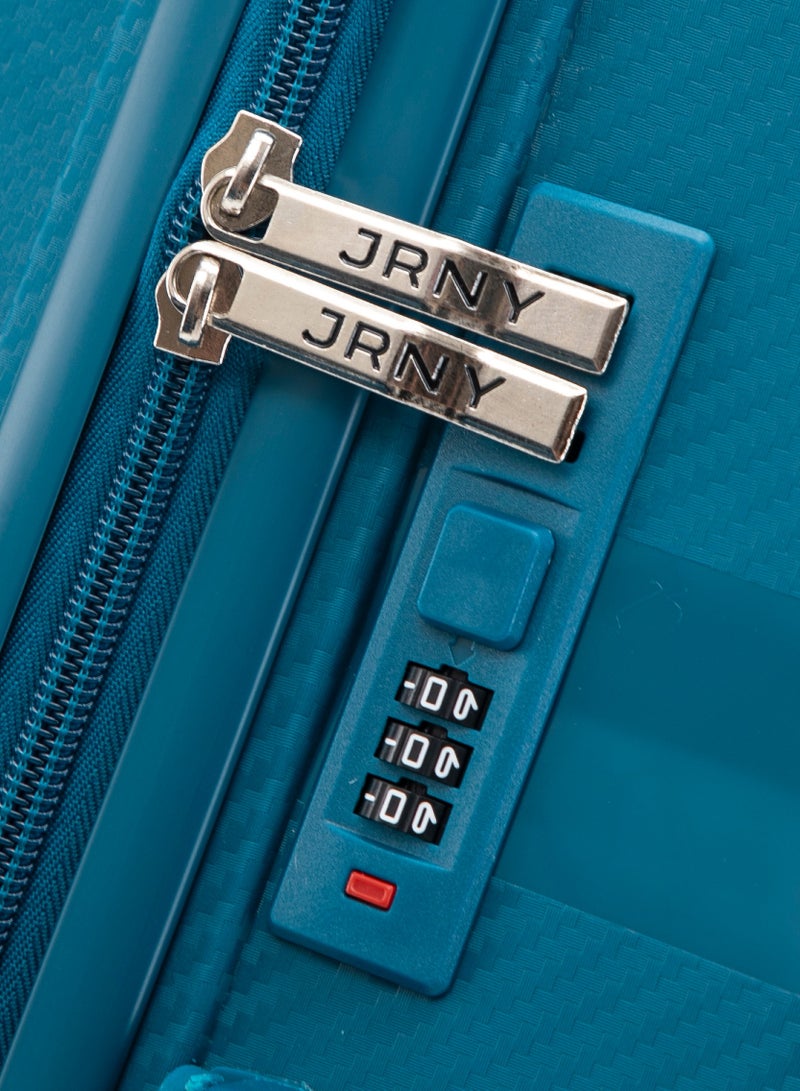 جورني طقم حقائب سفر JRNY بولي بروبيلين 3 قطع صلب – تركواز (صغير 20 بوصة، متوسط 24 بوصة، كبير 28 بوصة) مع 8 عجلات دوارة صامتة 360° وقفل مدمج (PP 924) - Image 5