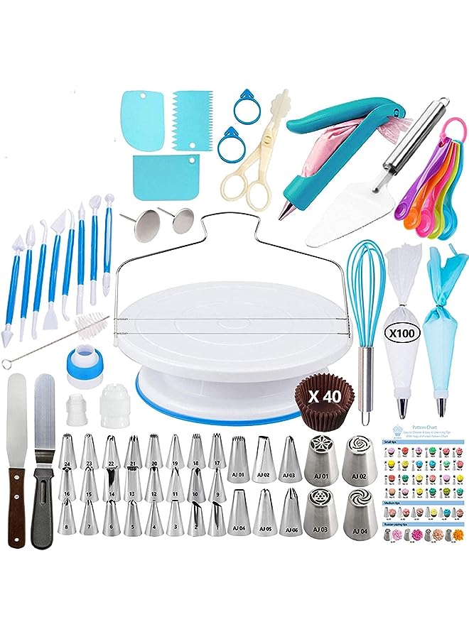 Raxoom Cake Decorating Kit, Baking Supplies With 11 Inch Cake Turntable, Icing Tips, Cake Spatulas, Pastry Tools, Cutter, Cake Nozzles for Beginners and Professional (207 PCS) - Image 1