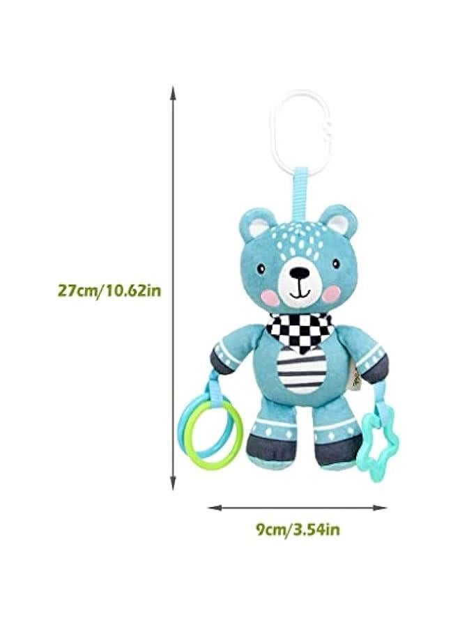 MOXO Car Seat Toy Hanging Rattles Pushchair Toy, Baby Pram Hanging Toy with Wind Chimes, Cartoon Animal Stuffed Rattle Bell Carseat Toys for Boys Girls Green - Image 5