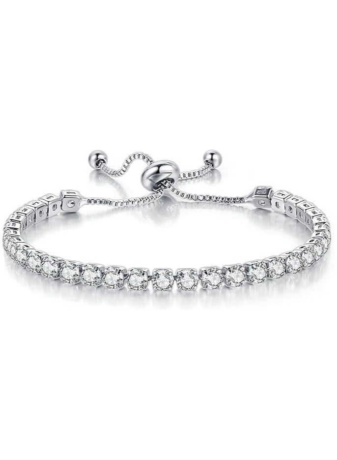 فيروز جوليري اساور تنس للنساء ، سوار كلاسيكي مرصع بالالماس المقلد،الزركون. سوار منزلق قابل للتعديل، مجوهرات زركونيا، قطعة واحدة من فيروز جوليري - Image 1