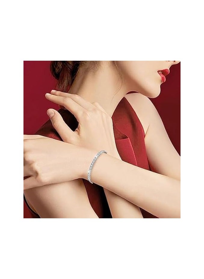 فيروز جوليري اساور تنس للنساء ، سوار كلاسيكي مرصع بالالماس المقلد،الزركون. سوار منزلق قابل للتعديل، مجوهرات زركونيا، قطعة واحدة من فيروز جوليري - Image 3