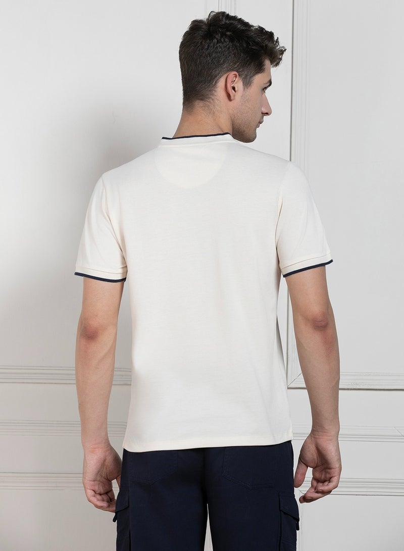 Dennis Lingo Ecru T-Shirt for Men - Regular Fit, Comfortable - Image 3