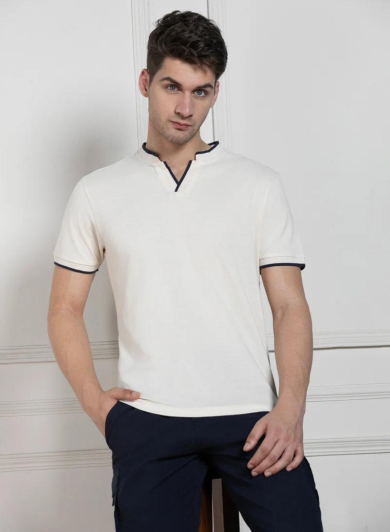 Dennis Lingo Ecru T-Shirt for Men - Regular Fit, Comfortable