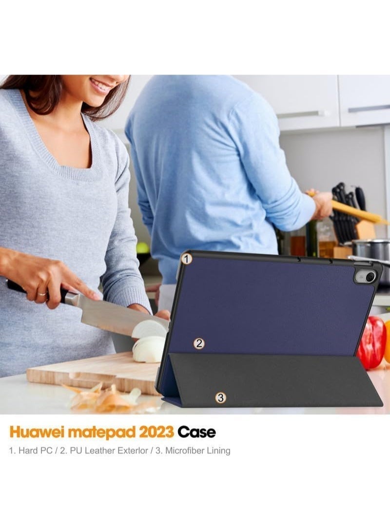غطاء حماية ذكي لجهاز هواوي ميت باد 11.5 بوصة (إصدار 2023) مع حامل قلم، وغطاء خلفي ناعم من مادة TPU قابل للطي، وغطاء واقٍ ذكي قابل للطي، وخاصية الإيقاظ والسكون التلقائي (أزرق) - Image 2