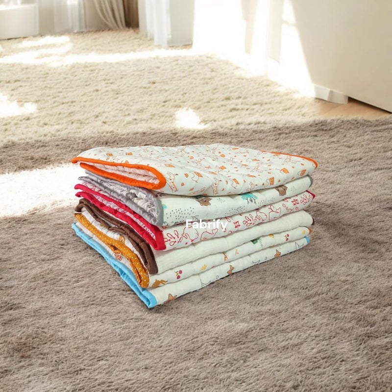 Fabrify New Born Baby Muslin Cotton Super Soft Mattress Bed Spread, Godadi, Quilt, Mattress, Baby Patter for Sleep | Baby Bed (Pack of 2) (Multi- Random Design) (0-6 Month) - Image 4