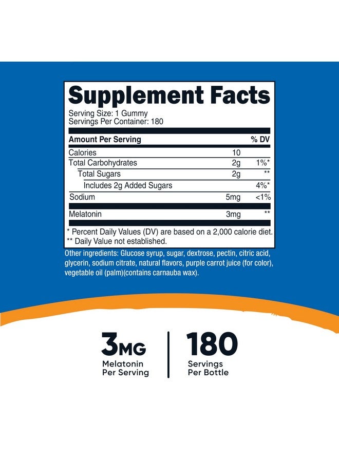 Nutricost Melatonin 3mg, 180 Gummies, Strawberry Flavored - Gluten Free, Non-GMO, No Corn Syrup - Image 2