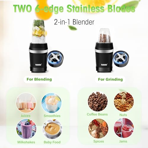 Nahida Blender for Smoothies, 1200W Smoothie Blender for Ices Crushing, Blenders with (2) 6-Fin Blades, Personal Blenders for Kitchen with 23oz, 32oz, 37oz Easy Go Cups for Juices, Black - Image 3