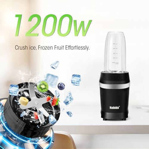 Nahida Blender for Smoothies, 1200W Smoothie Blender for Ices Crushing, Blenders with (2) 6-Fin Blades, Personal Blenders for Kitchen with 23oz, 32oz, 37oz Easy Go Cups for Juices, Black - Image 2