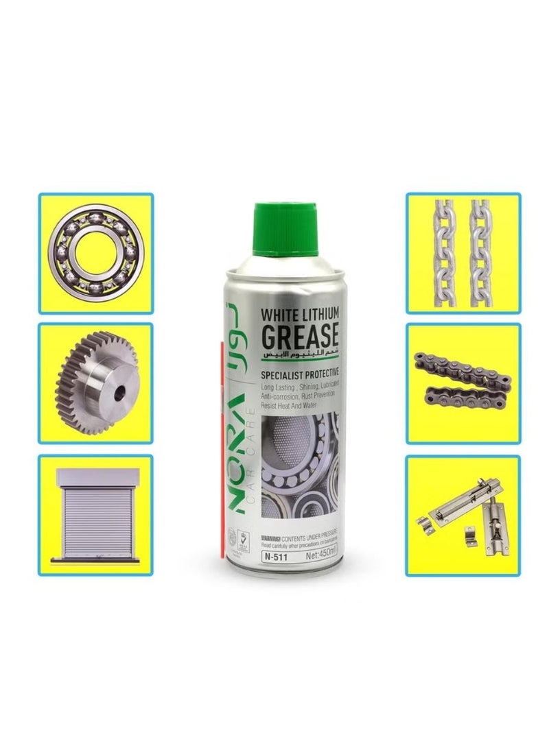 نورا شحم الليثيوم الأبيض نورا 450 مل لمكافحة التآكل والتزييت رقم 511 - Image 1