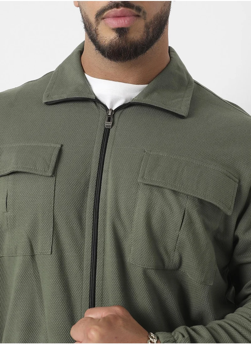 Instafab Plus Zip-Front Co-Ord Set With Flap Pocket