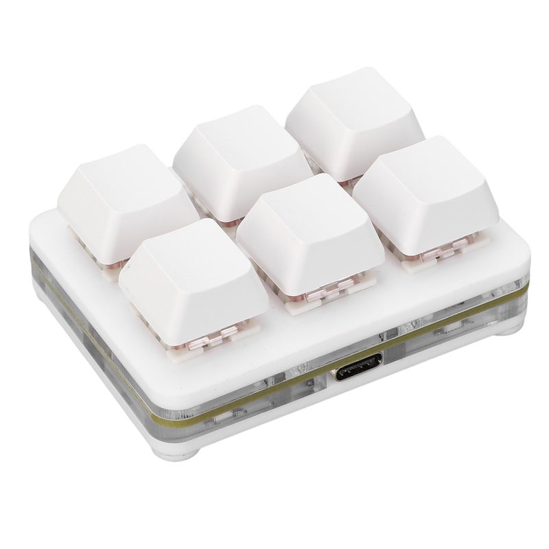 Mechanical Gaming Keyboard 6 Keys DIY Programmable Red Switch Small USB Wired RGB Mechanical Keyboard for Game Office White - Image 3
