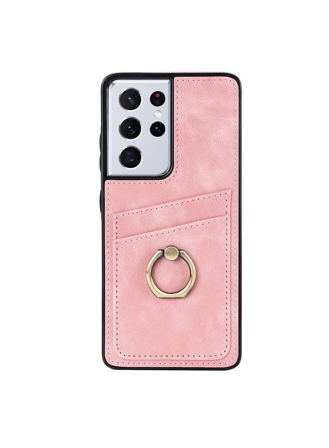 erorex Case For Samsung Galaxy S21 Ultra 5G Vintage Patch Leather Phone Case with Ring Holder - Image 3