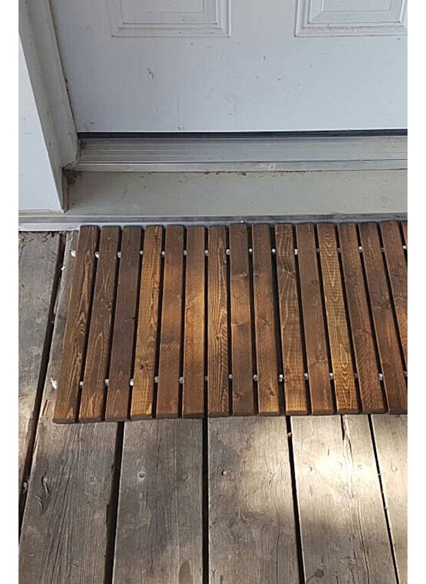 Handmade Rectangular Solid Wood Door Mat