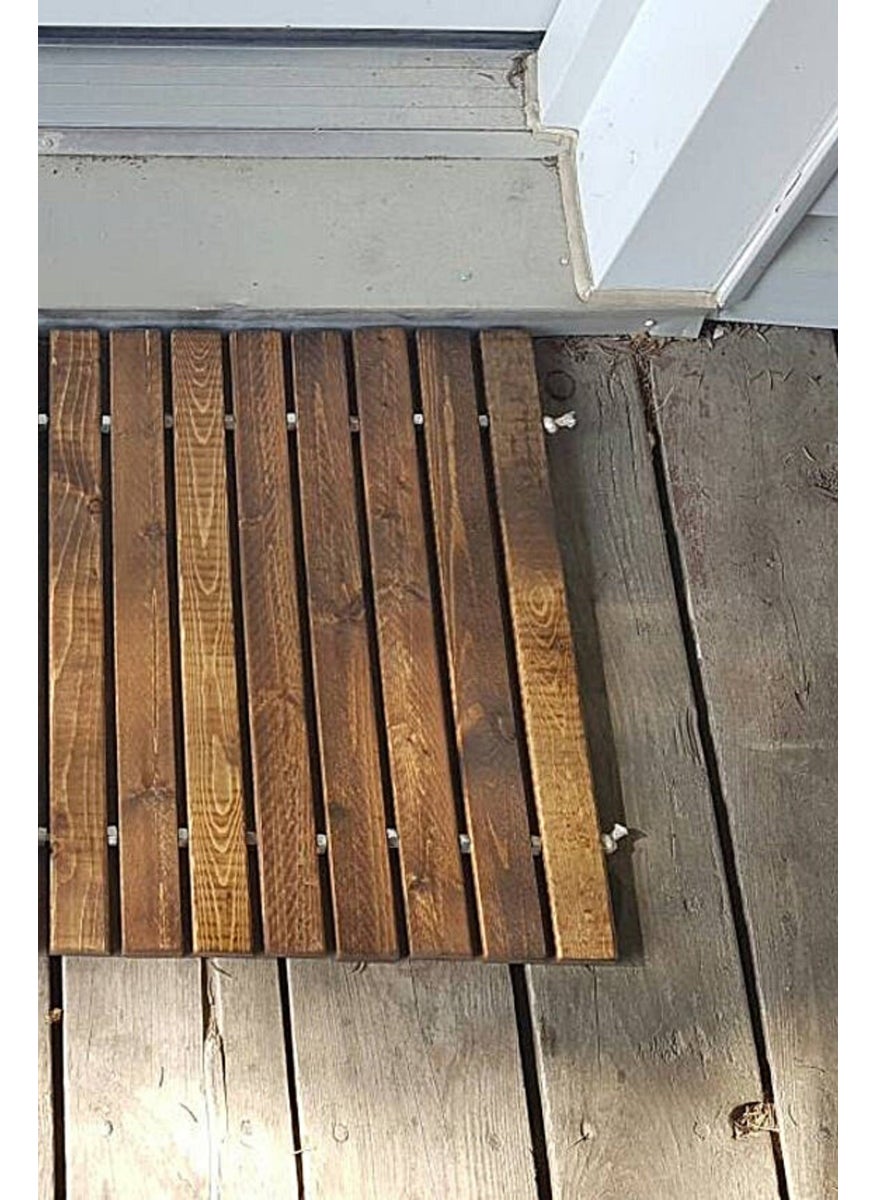 Handmade Rectangular Solid Wood Door Mat