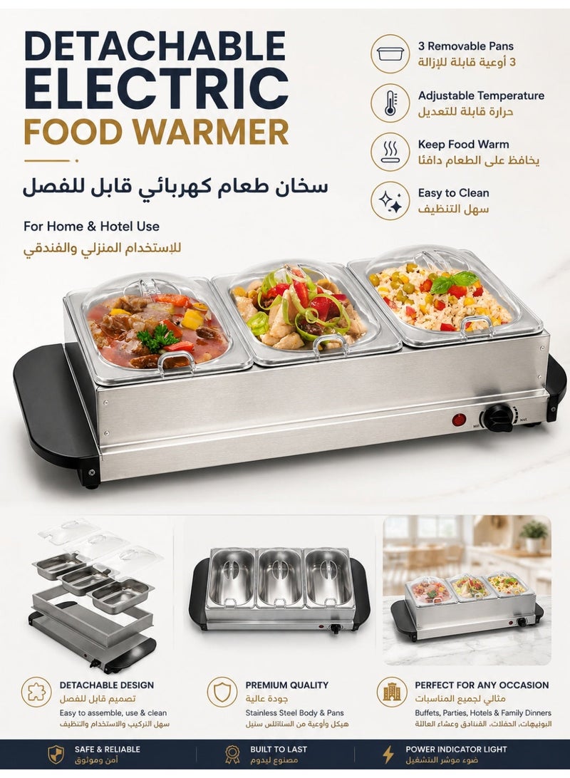 Three sheep 3x2.5 QT Food Warmer for Parties - Premium Buffet Server and Catering Supplies Display - Stainless Steel Electric With Temperature Control - Image 1