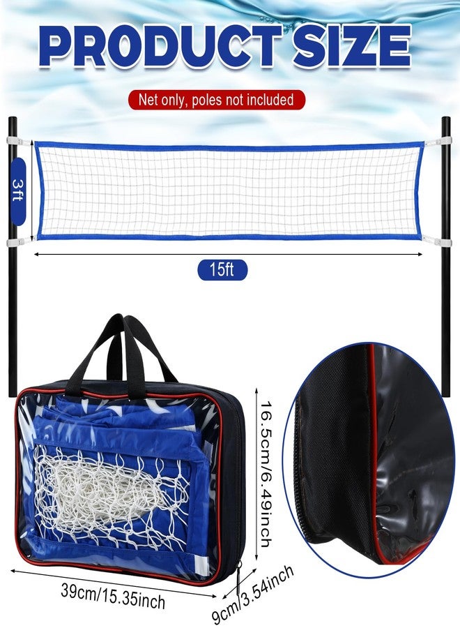 Thenshop شبكة كرة طائرة للمسابح من Thenshop، مقاس 15 × 3 قدم، مناسبة للمسابح الأرضية، مزودة بأربعة مشابك معدنية وحقيبة تخزين. شبكة سباحة متينة ومطورة لعام 2026، مثالية لحفلات الصيف العائلية وألعاب الكبار. - Image 2