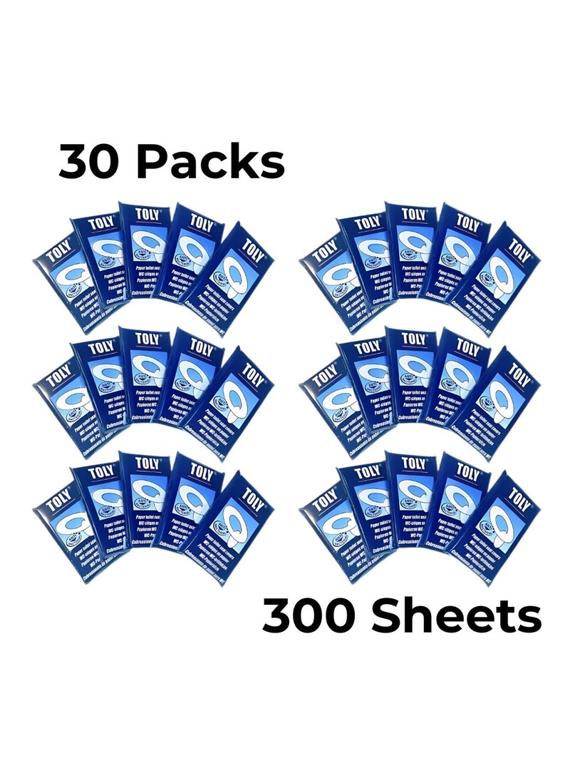 Toly 300 - Disposable Toilet Seat Covers Set | Sanitary, Waterproof, Washable Paper Liners (300 Sheets, 30 Pack) | Ideal for travel, offices and public restrooms - Image 5