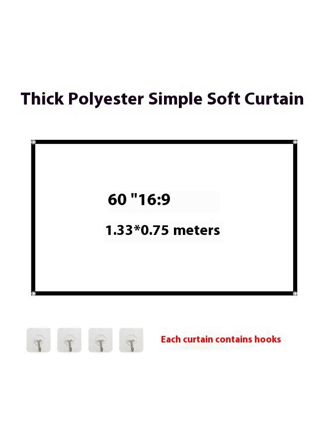 60" Projector Screen, 60inch Small 16:9 HD Foldable Anti-Crease Video Projection Screen, Party Camping Movie Bedroom  - Image 2
