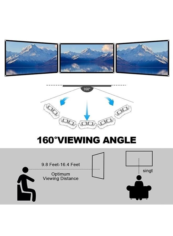 60" Projector Screen, 60inch Small 16:9 HD Foldable Anti-Crease Video Projection Screen, Party Camping Movie Bedroom  - Image 3