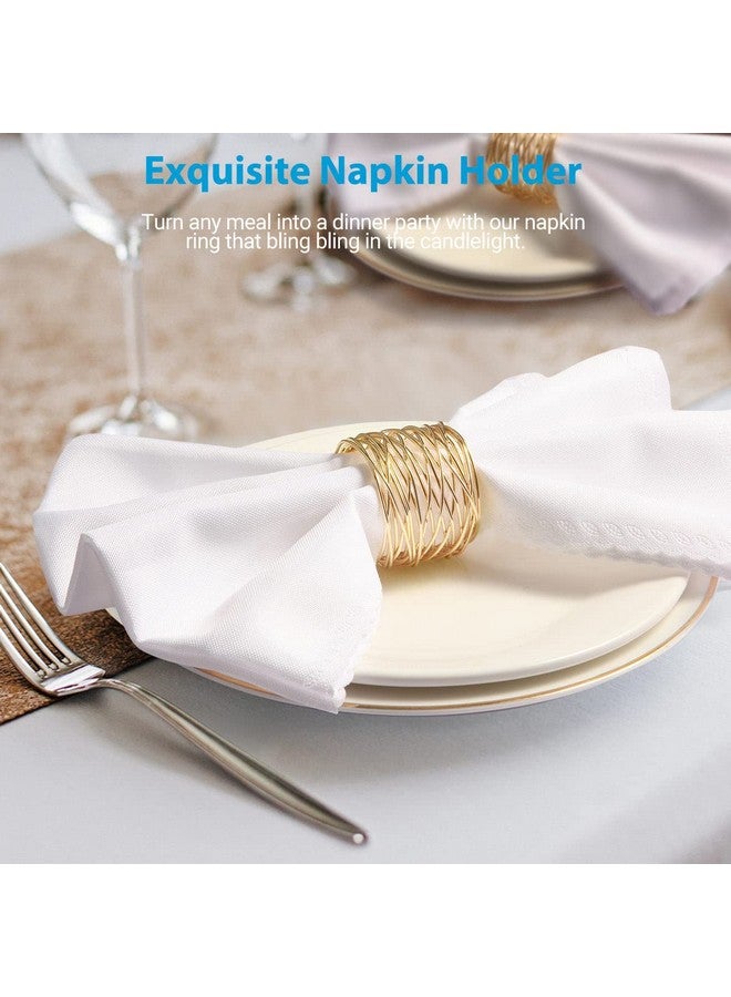 URWOOW URWOOW Twisted Wire Mesh Napkin Rings Holders Décor Dinner Party Wedding Christmas Gathering (Gold 12pcs)  - Image 2