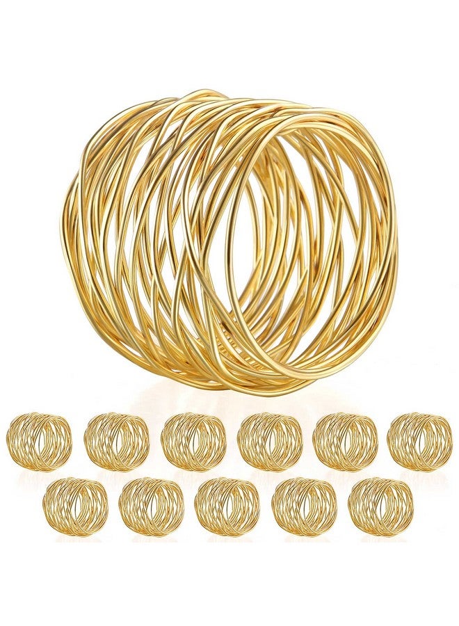 URWOOW URWOOW Twisted Wire Mesh Napkin Rings Holders Décor Dinner Party Wedding Christmas Gathering (Gold 12pcs)  - Image 1