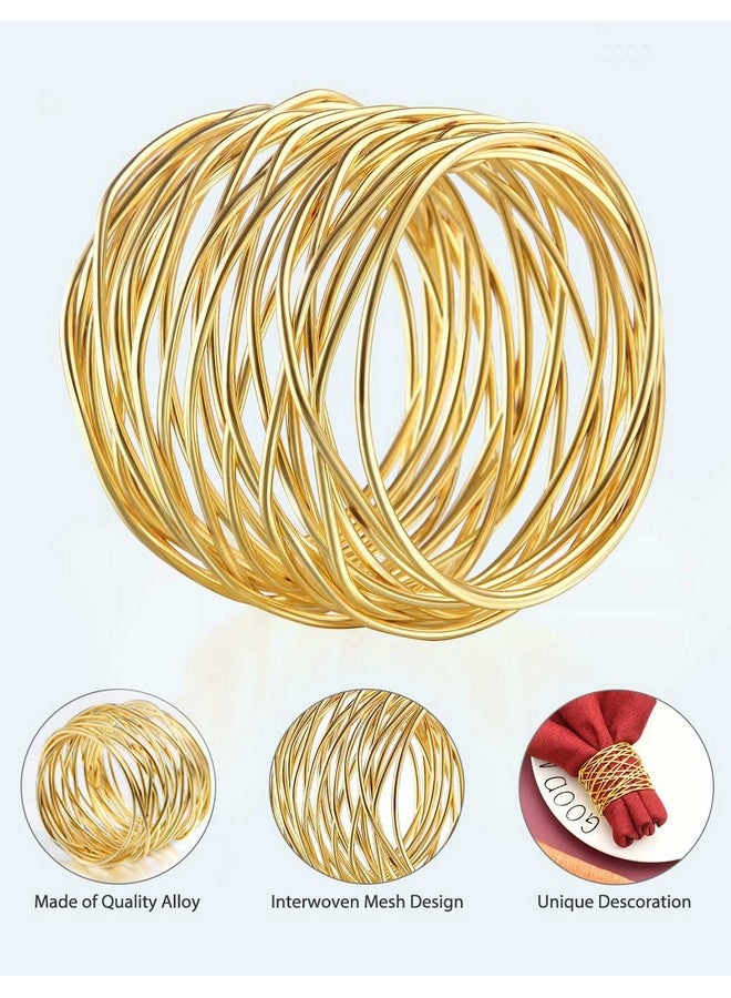 URWOOW URWOOW Twisted Wire Mesh Napkin Rings Holders Décor Dinner Party Wedding Christmas Gathering (Gold 12pcs)  - Image 5