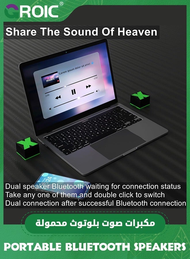 GROIC Green Bluetooth Speaker, Mini Speaker Powerful Volume, Clear and Rich Sound Quality, Portable Speakers Bring an Amazing Listening Experience, Suitable for Home, Party, Outdoor  - Image 5